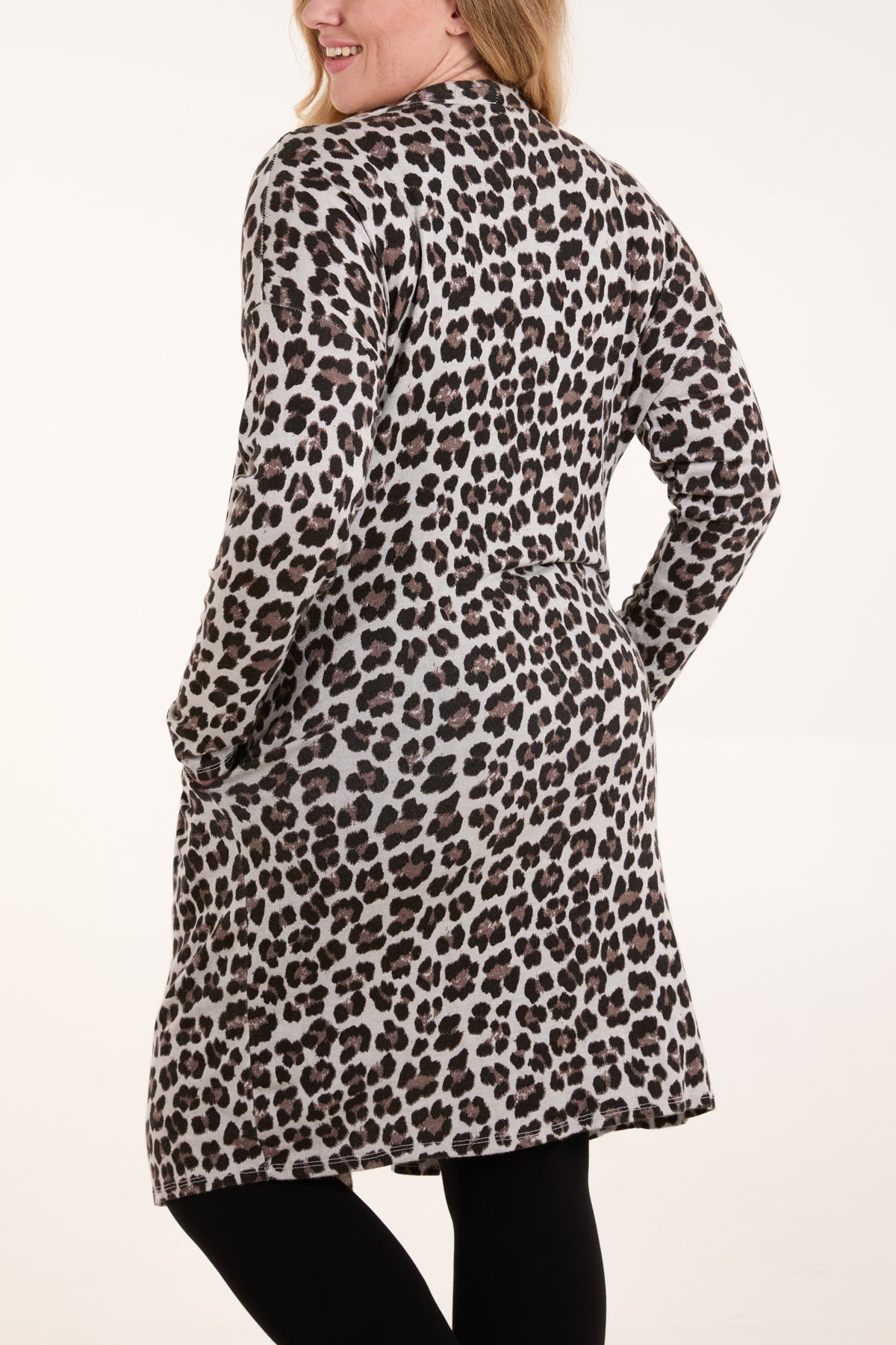 Leopard Longline Pockets Cardigan