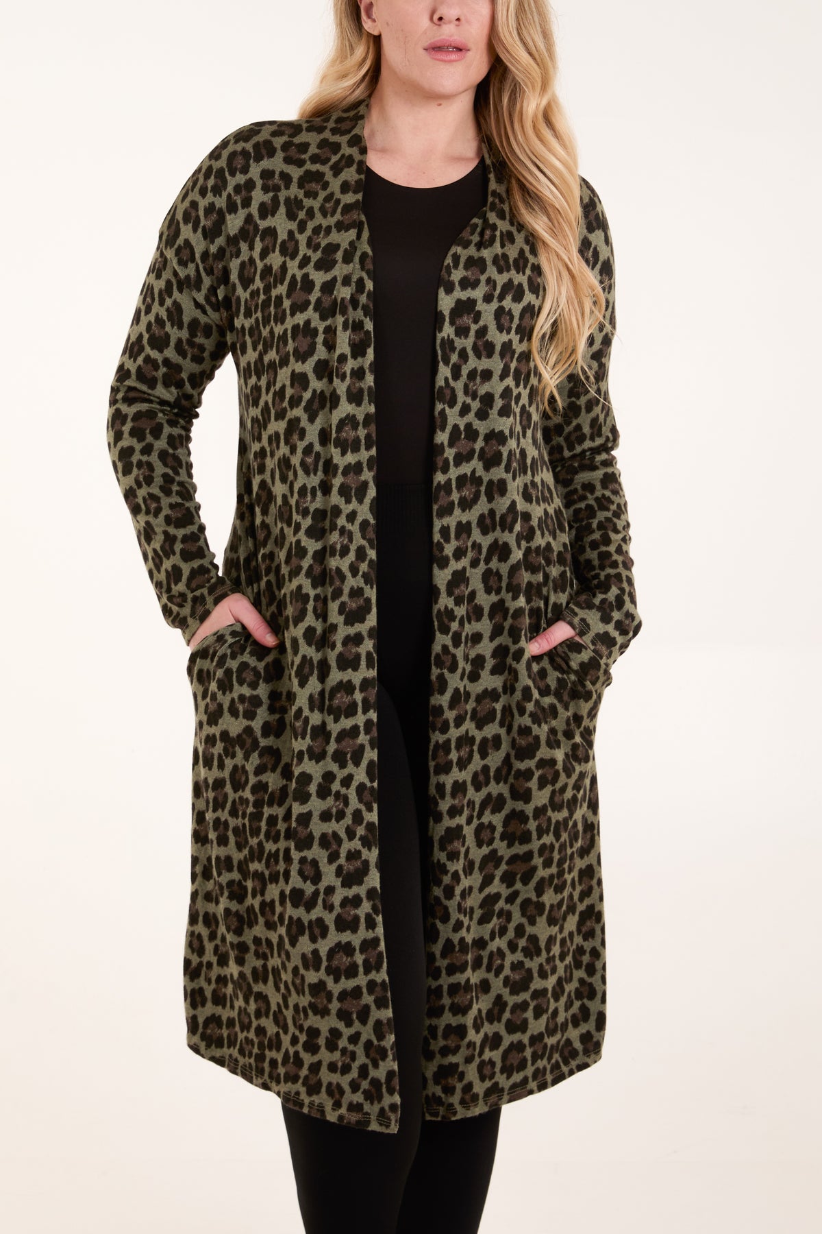 Leopard Longline Pockets Cardigan