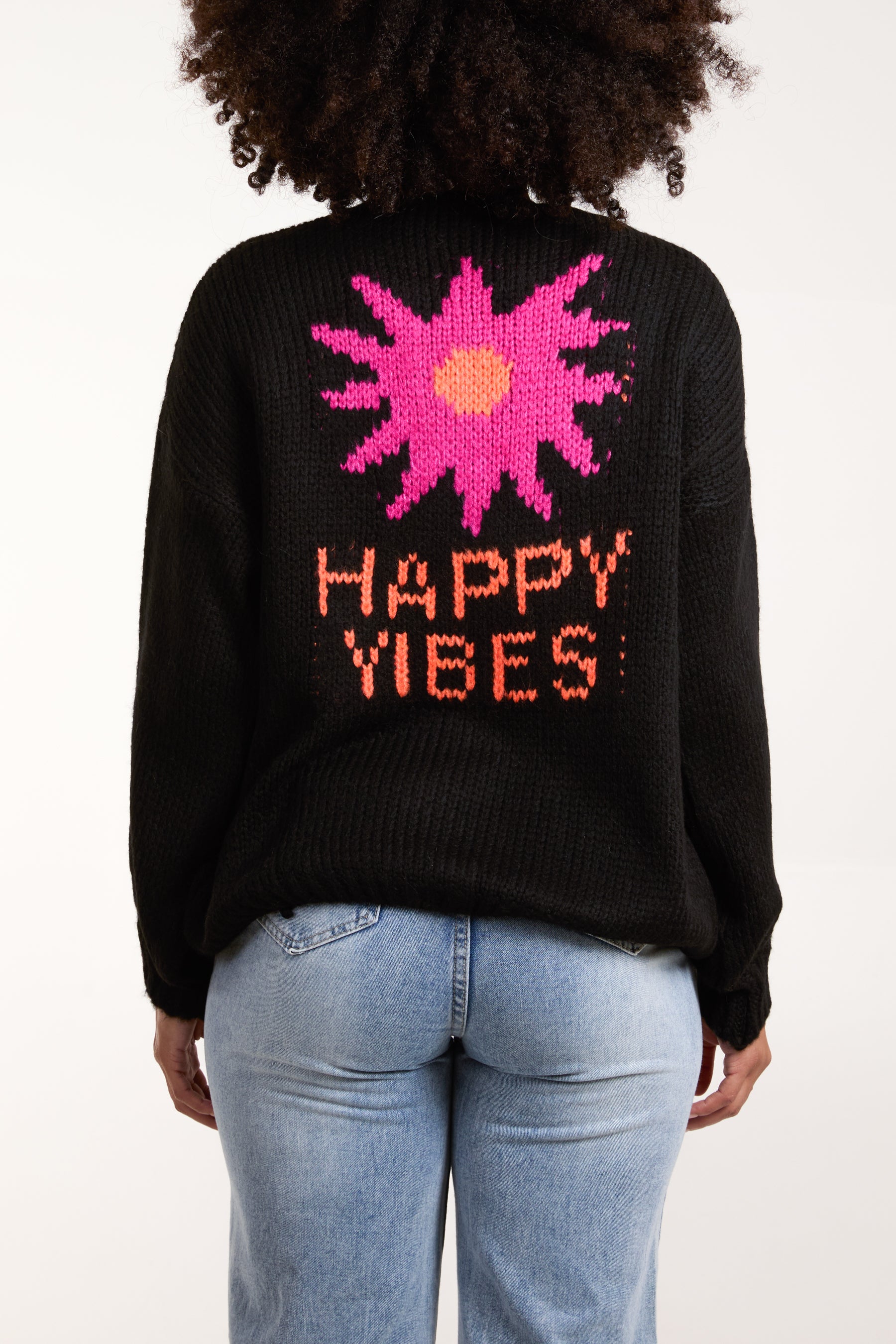 'Happy Vibes' Flower Cardigan