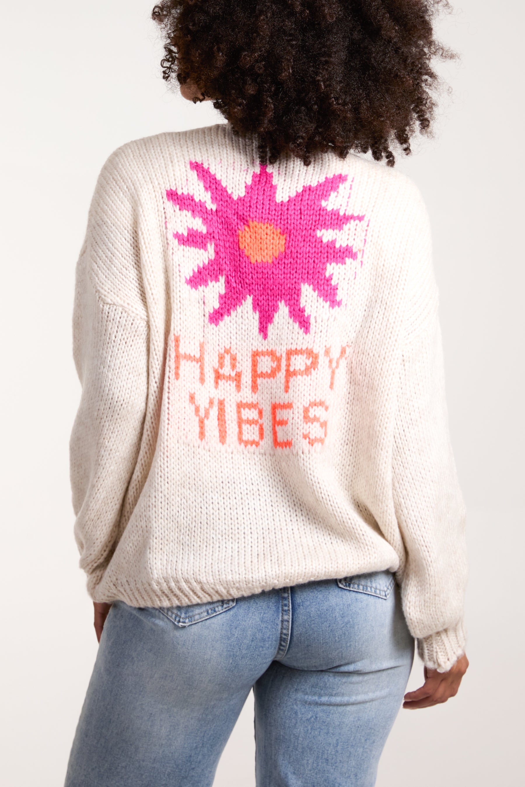 'Happy Vibes' Flower Cardigan