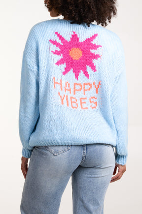 'Happy Vibes' Flower Cardigan