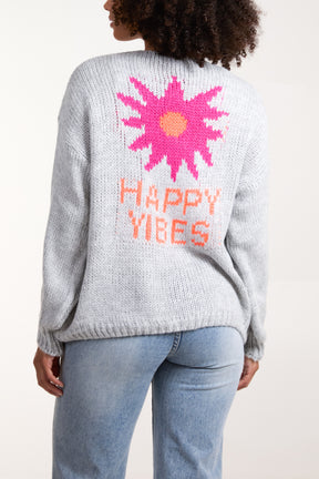 'Happy Vibes' Flower Cardigan