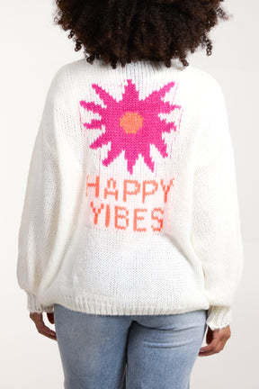 'Happy Vibes' Flower Cardigan