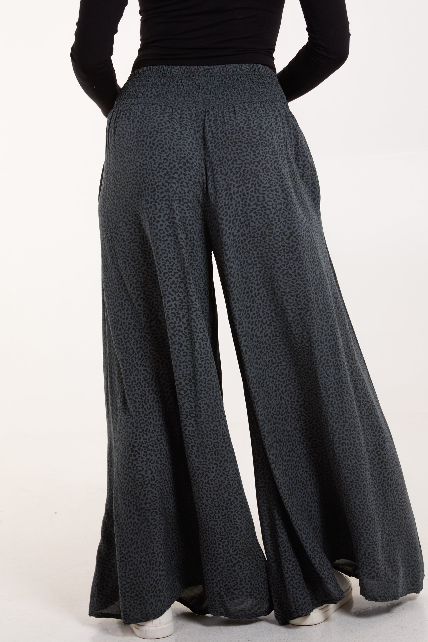 Elasticated Waist Leopard Wide Leg Trouser