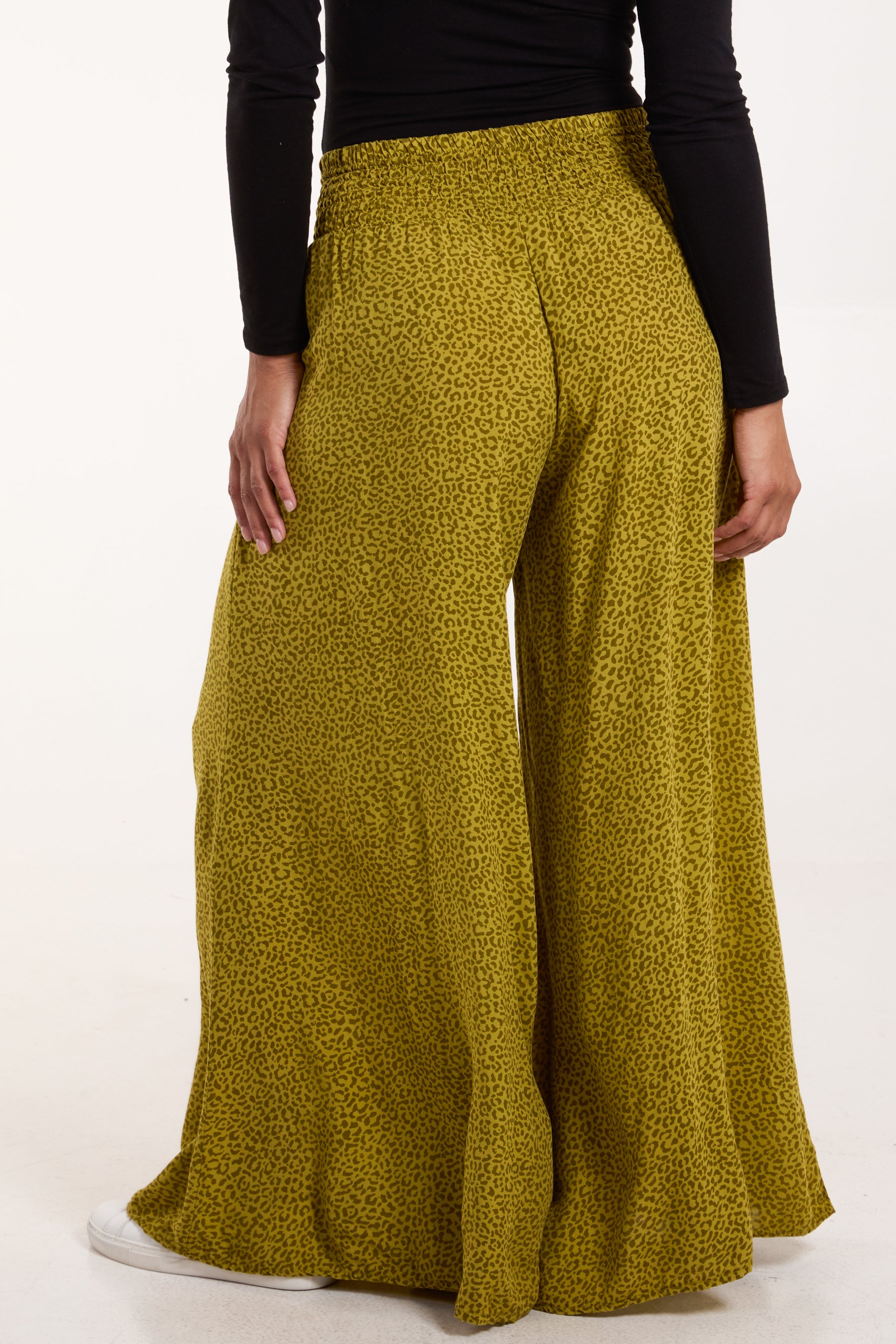 Elasticated Waist Leopard Wide Leg Trouser