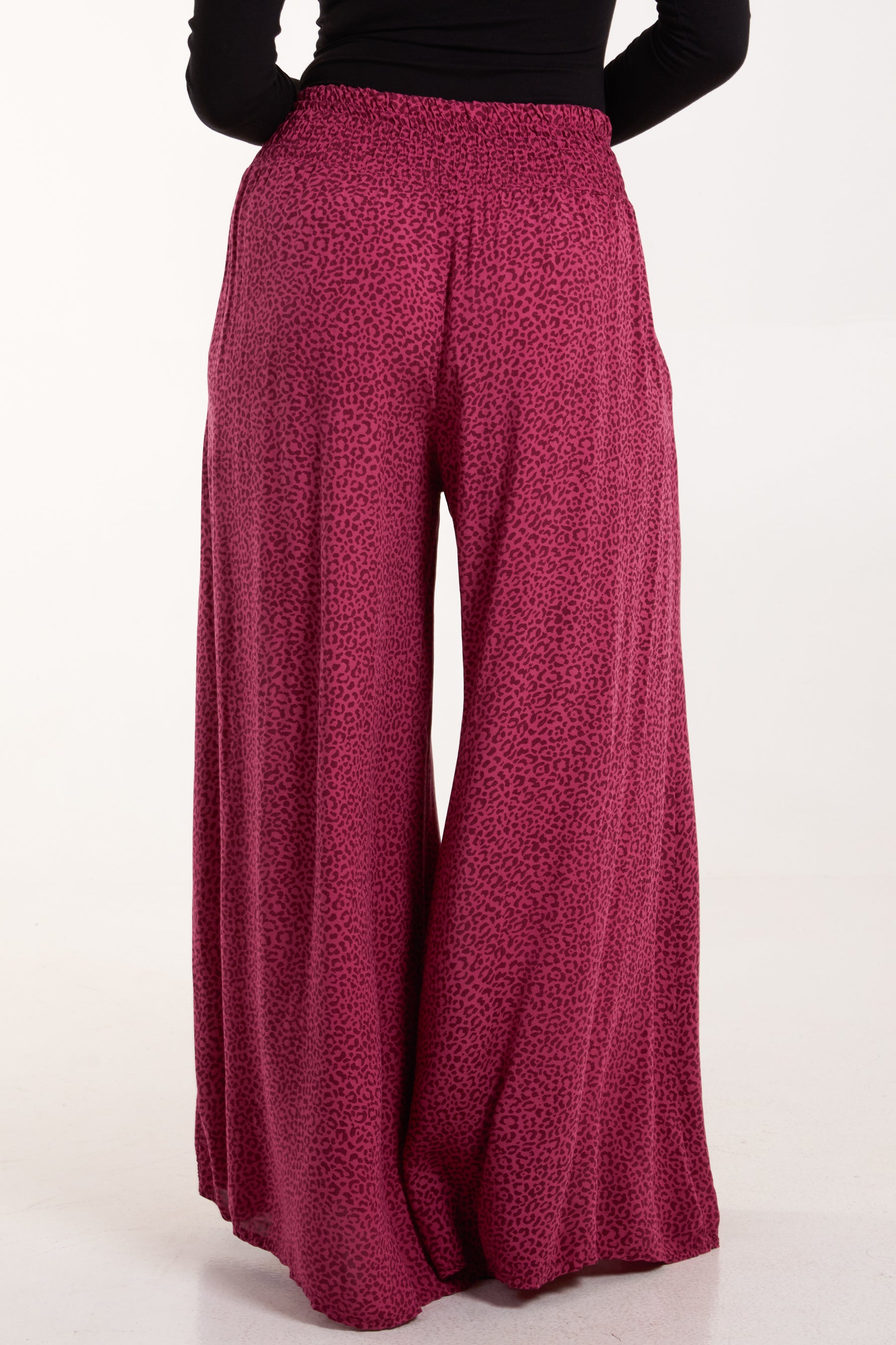 Elasticated Waist Leopard Wide Leg Trouser