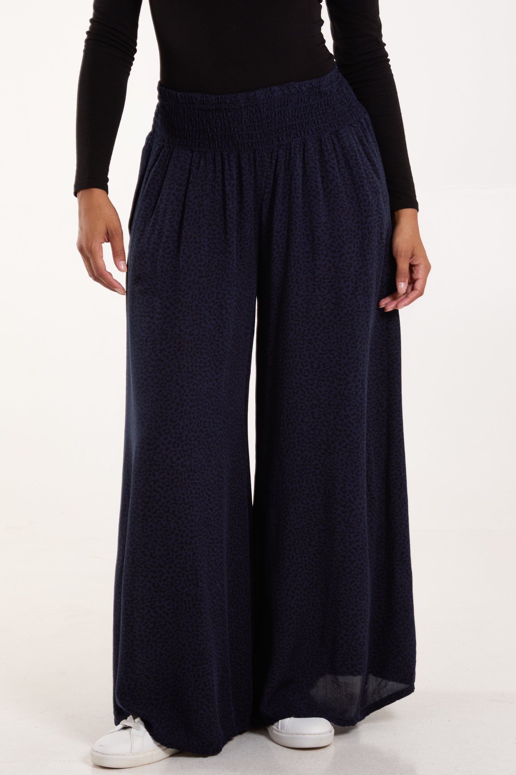 Elasticated Waist Leopard Wide Leg Trouser