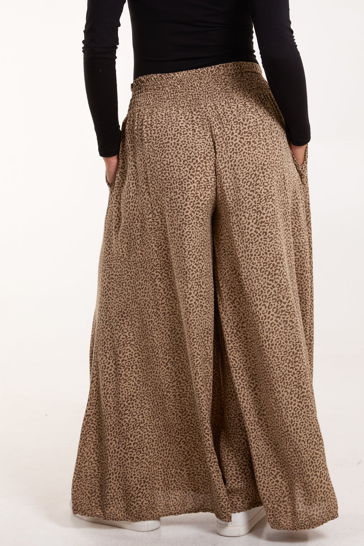 Elasticated Waist Leopard Wide Leg Trouser