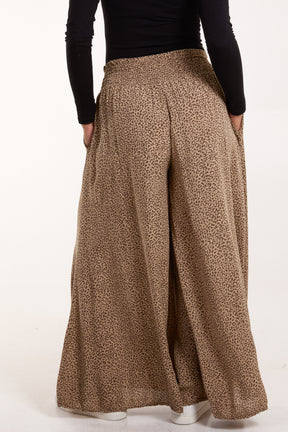 Elasticated Waist Leopard Wide Leg Trouser