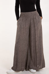 Elasticated Waist Leopard Wide Leg Trouser