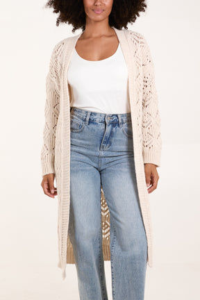 Crochet Knit Longline Cardigan