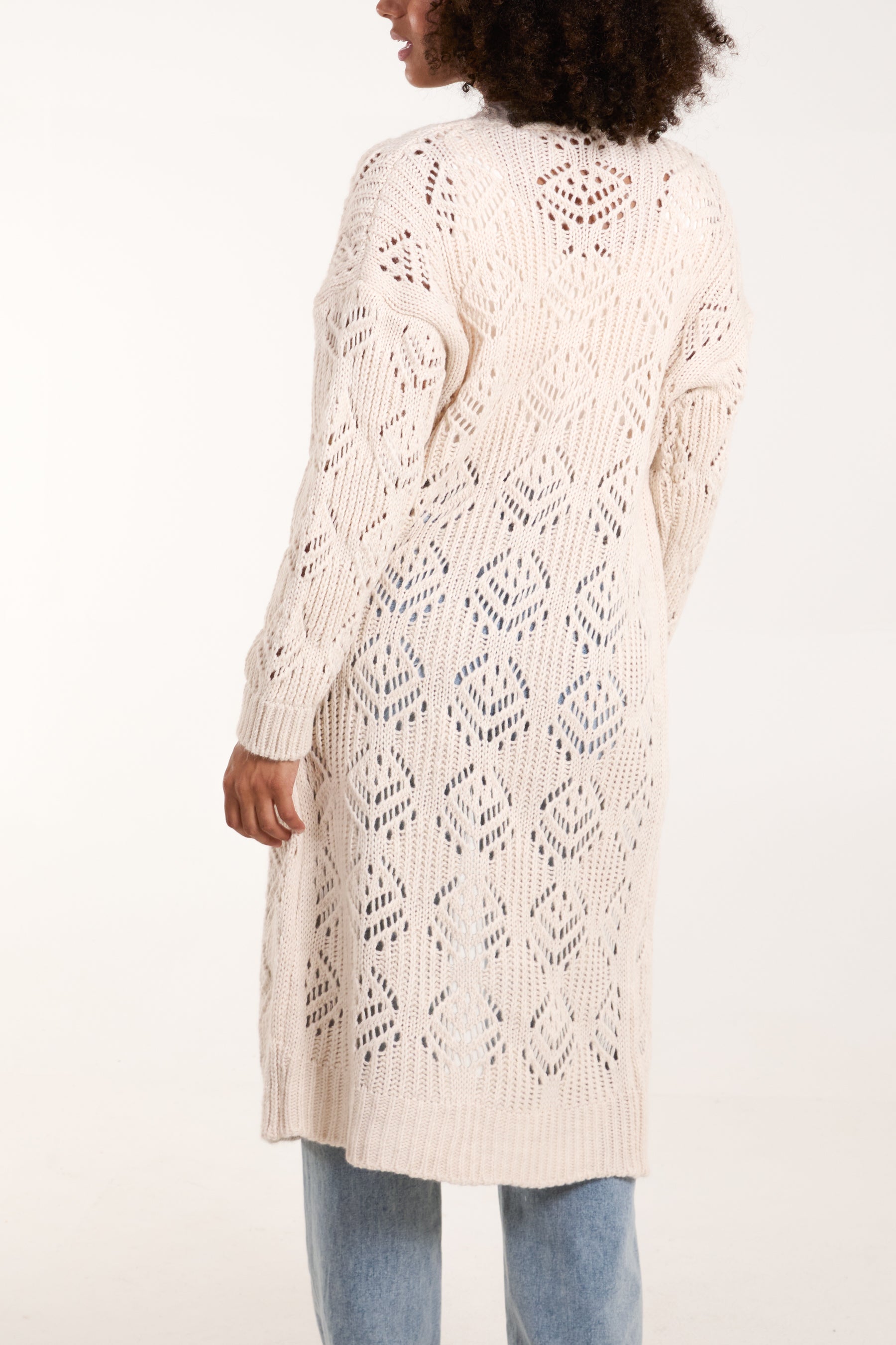 Crochet Knit Longline Cardigan