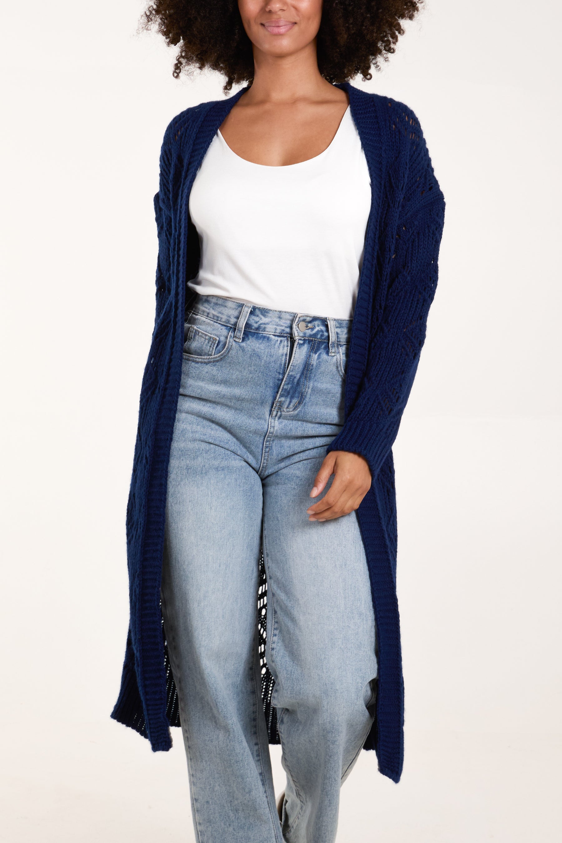 Crochet Knit Longline Cardigan