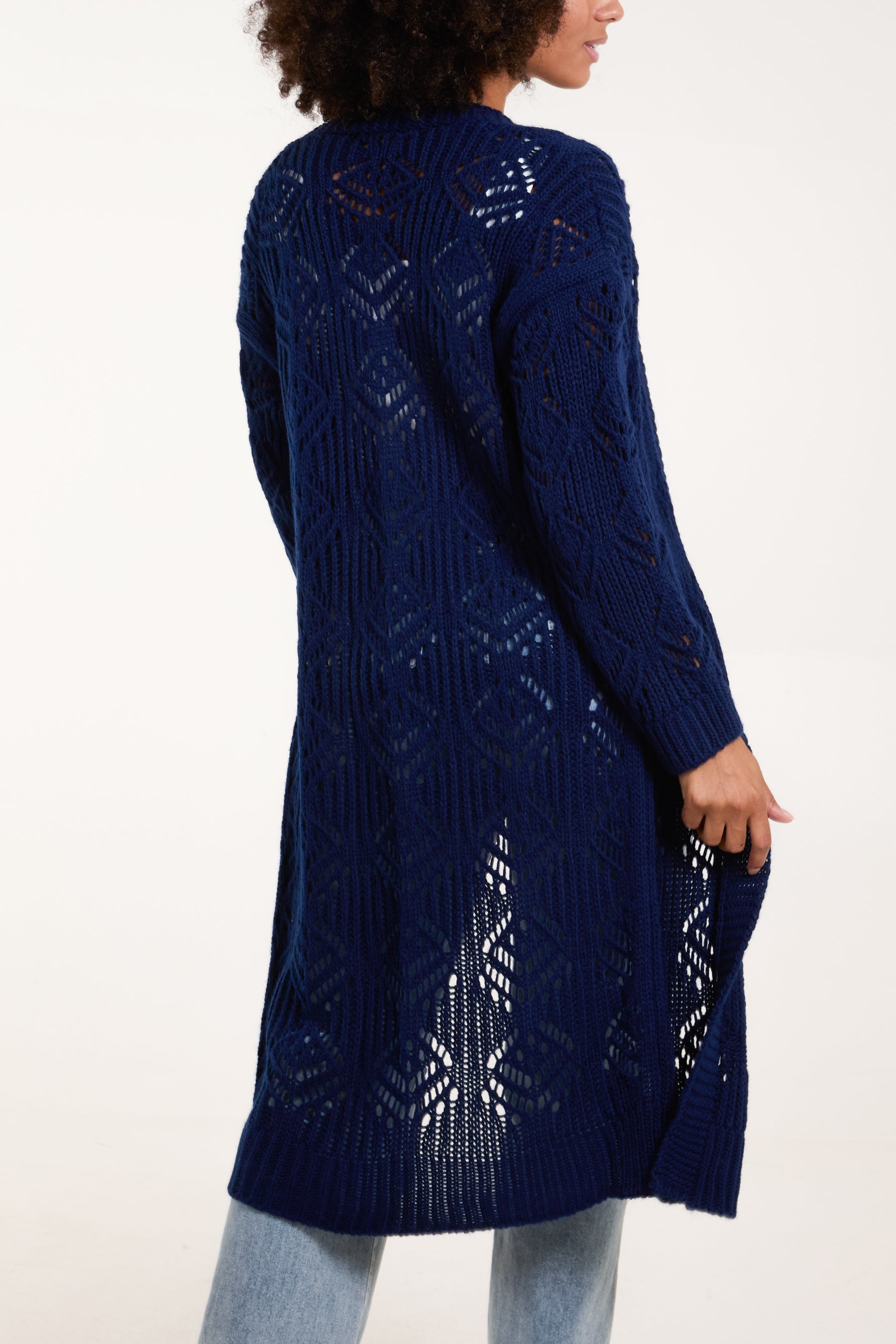 Crochet Knit Longline Cardigan