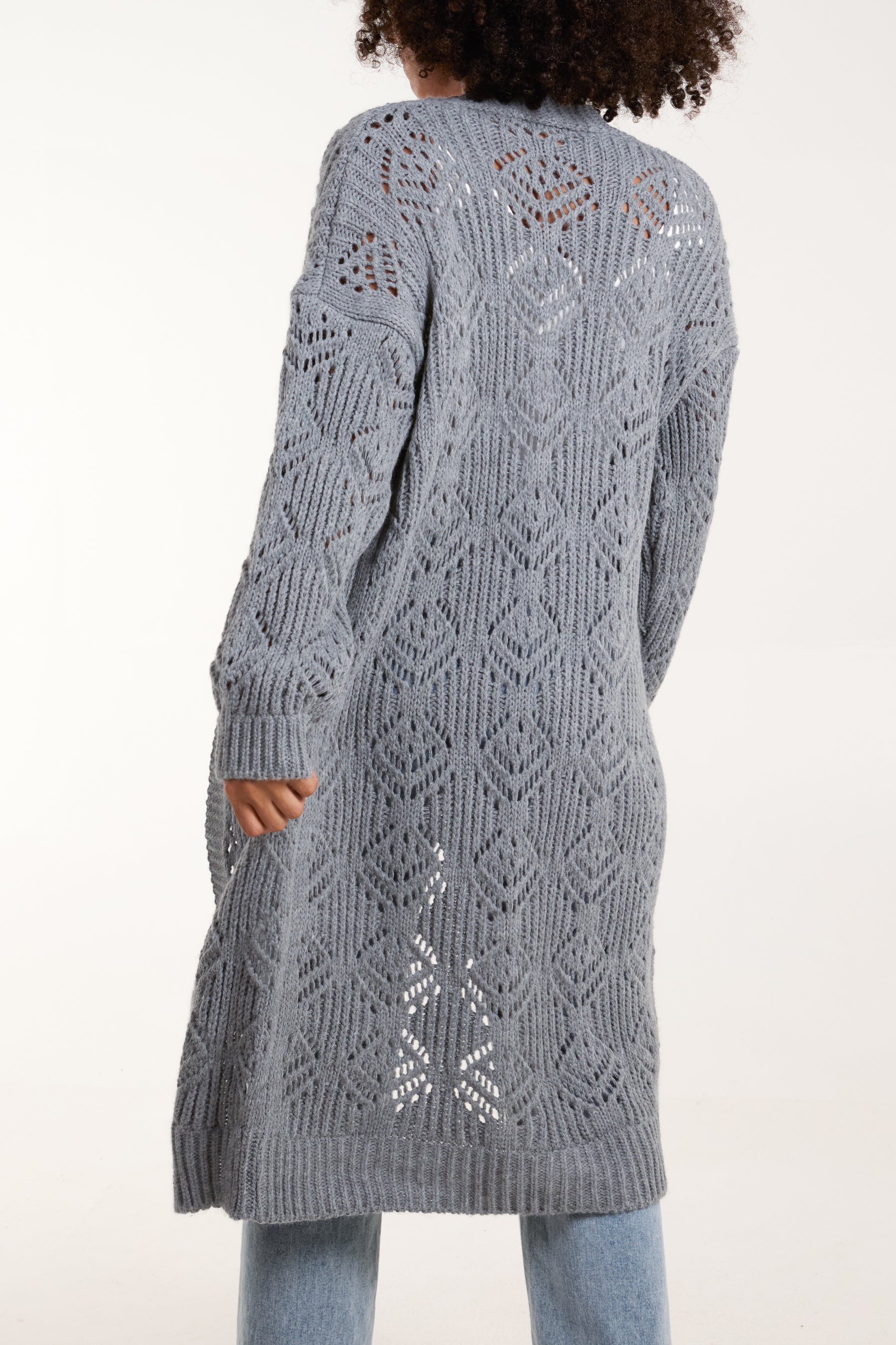 Crochet Knit Longline Cardigan