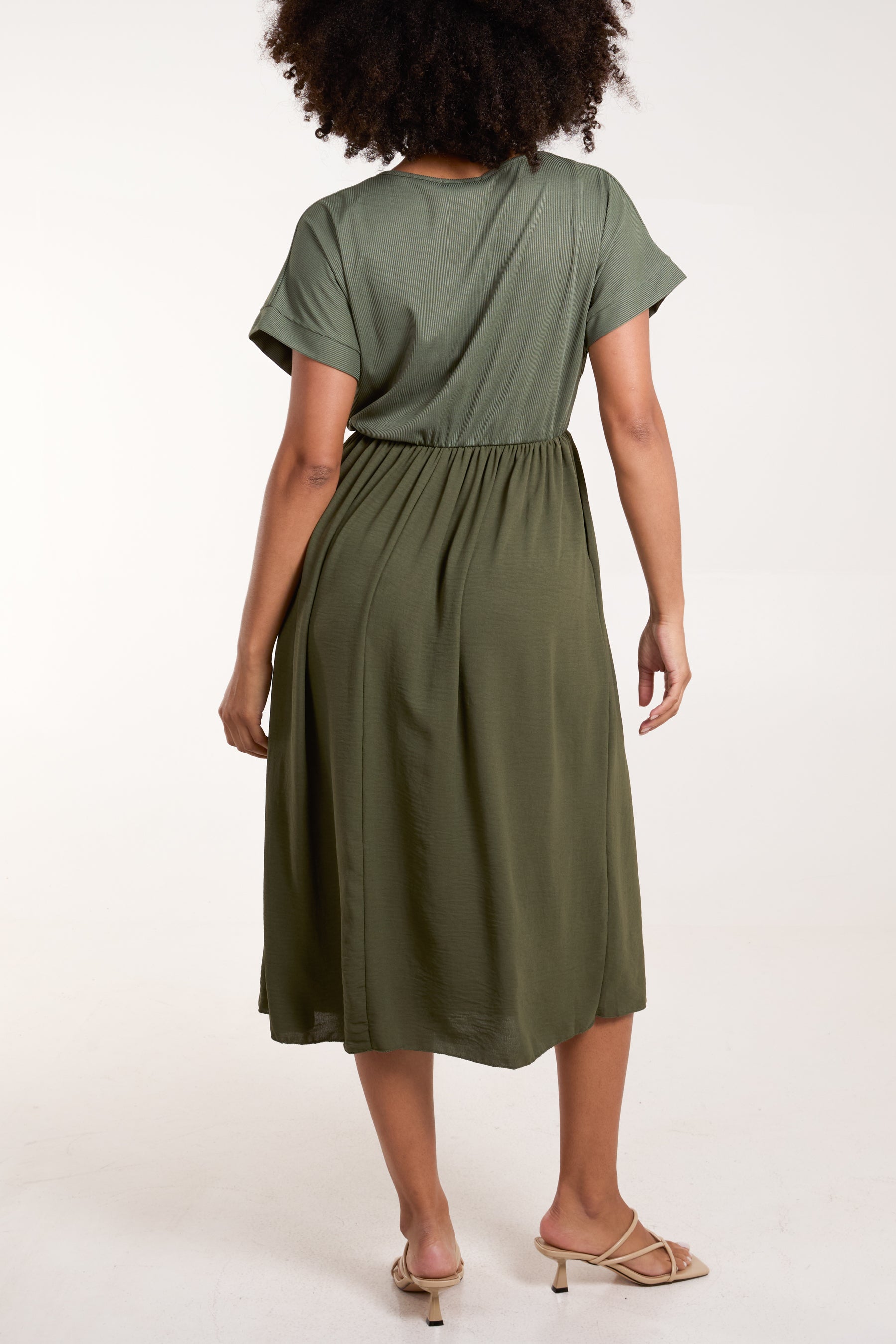 Elasticated Waist V-Neck Pocket Dress