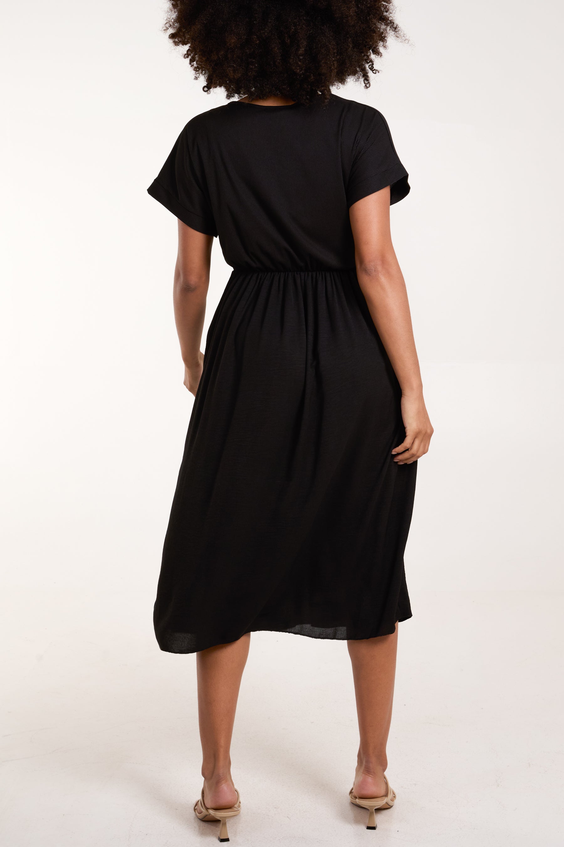 Elasticated Waist V-Neck Pocket Dress