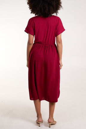 Elasticated Waist V-Neck Pocket Dress