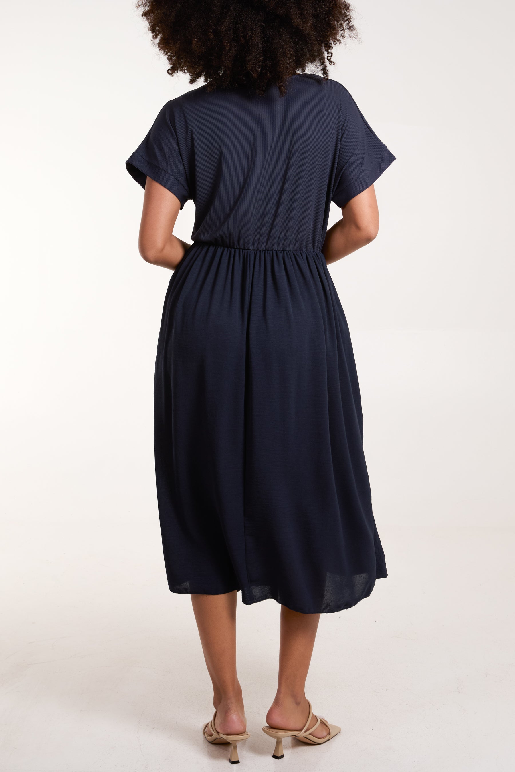 Elasticated Waist V-Neck Pocket Dress