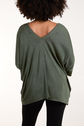 Double V Neck Acetate Top