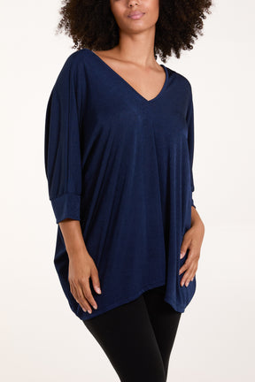 Double V Neck Acetate Top