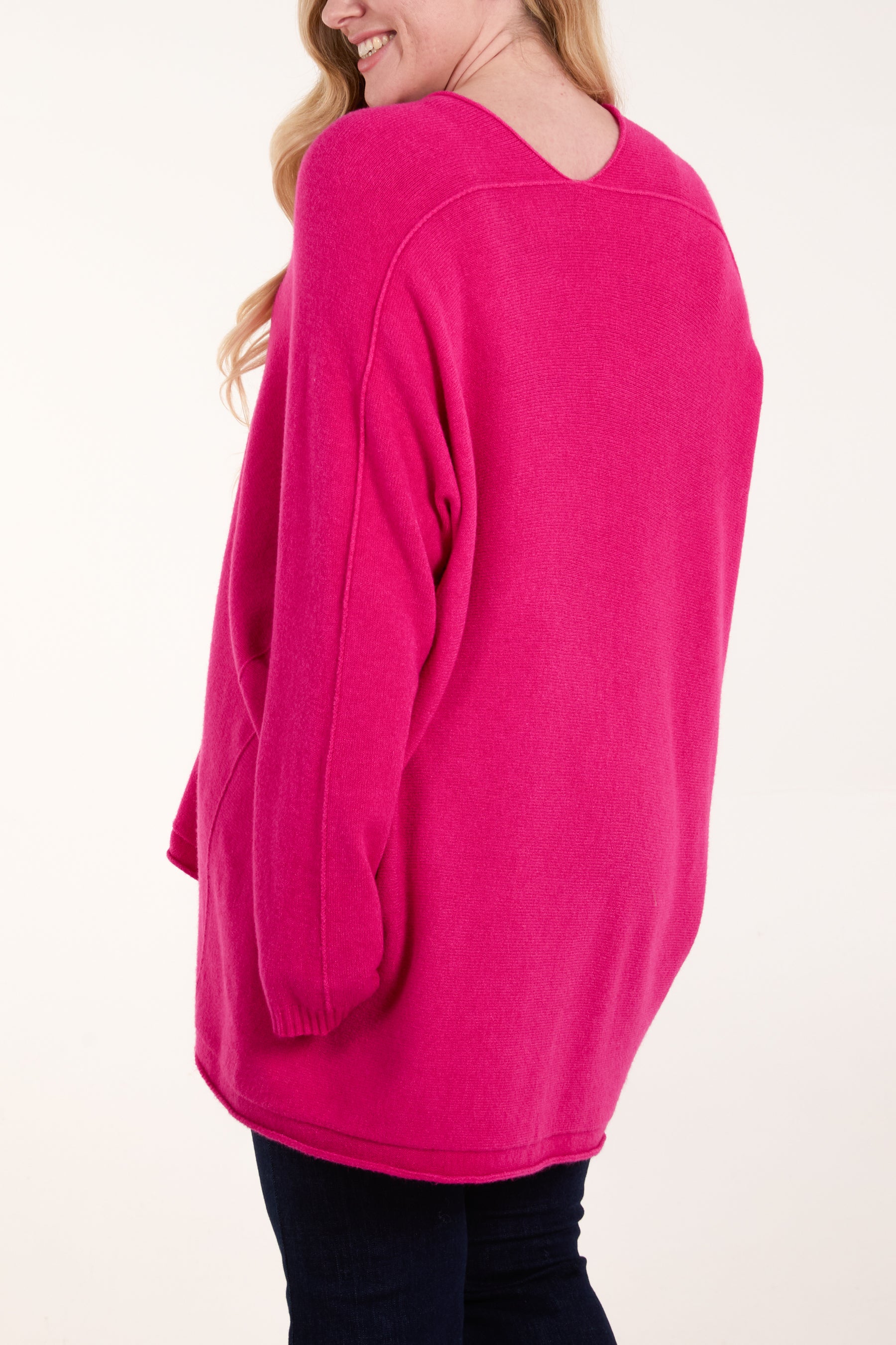 Oversized V-Neck Fine Knit Jumper