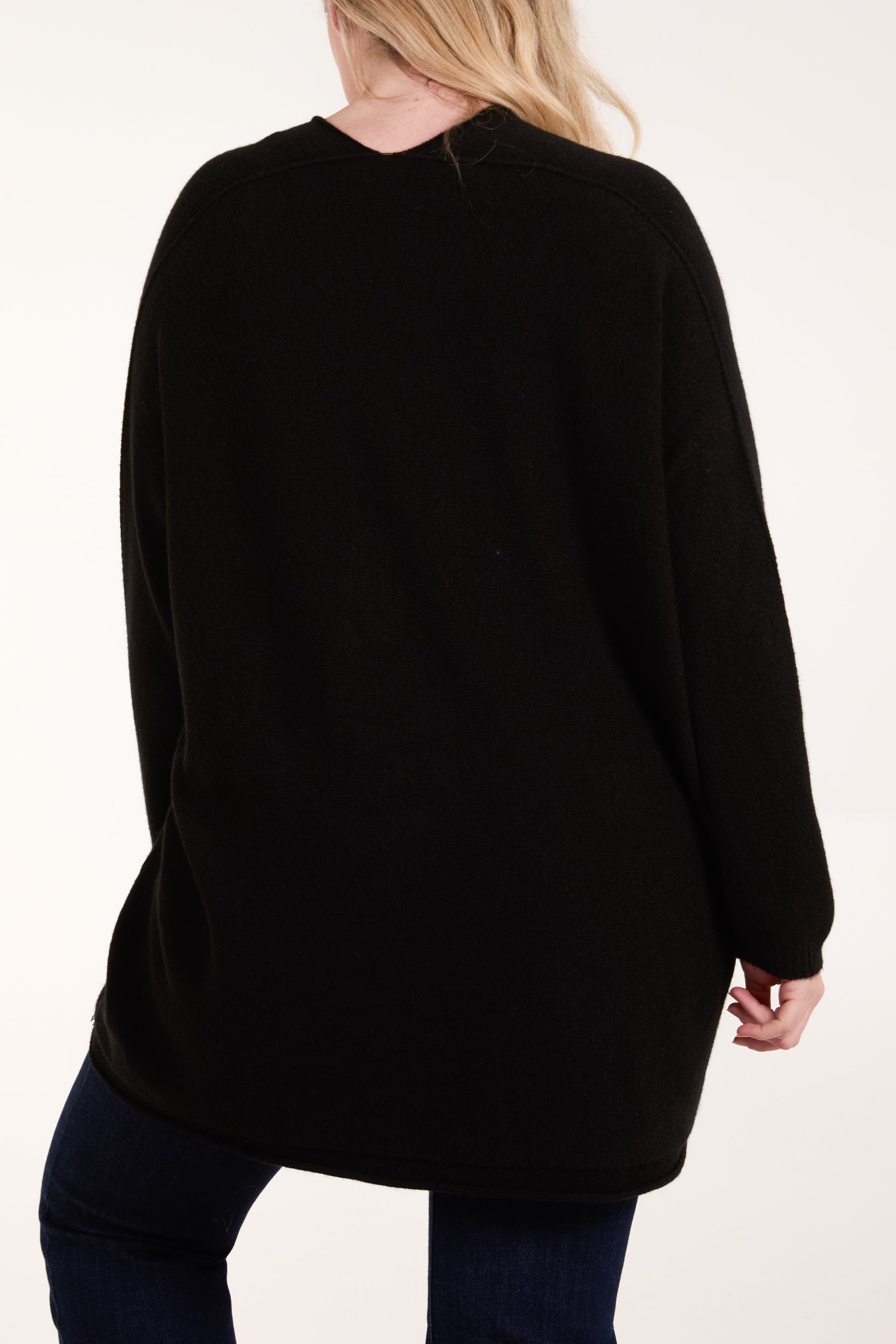 Oversized V-Neck Fine Knit Jumper