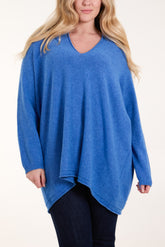 Oversized V-Neck Fine Knit Jumper