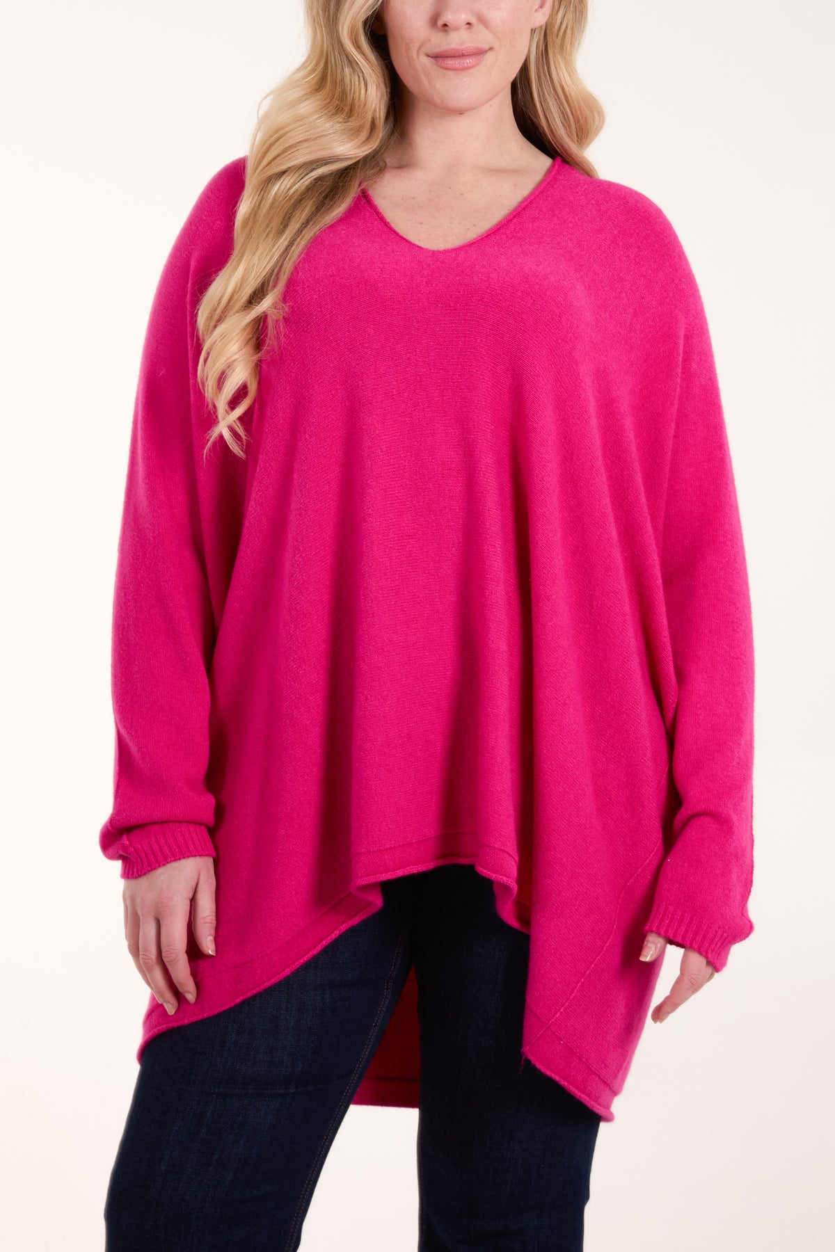 Oversized V-Neck Fine Knit Jumper