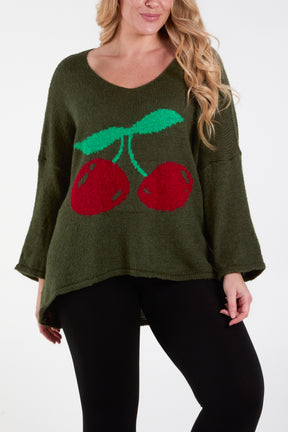 Cherry V-Neck Soft Touch Jumper