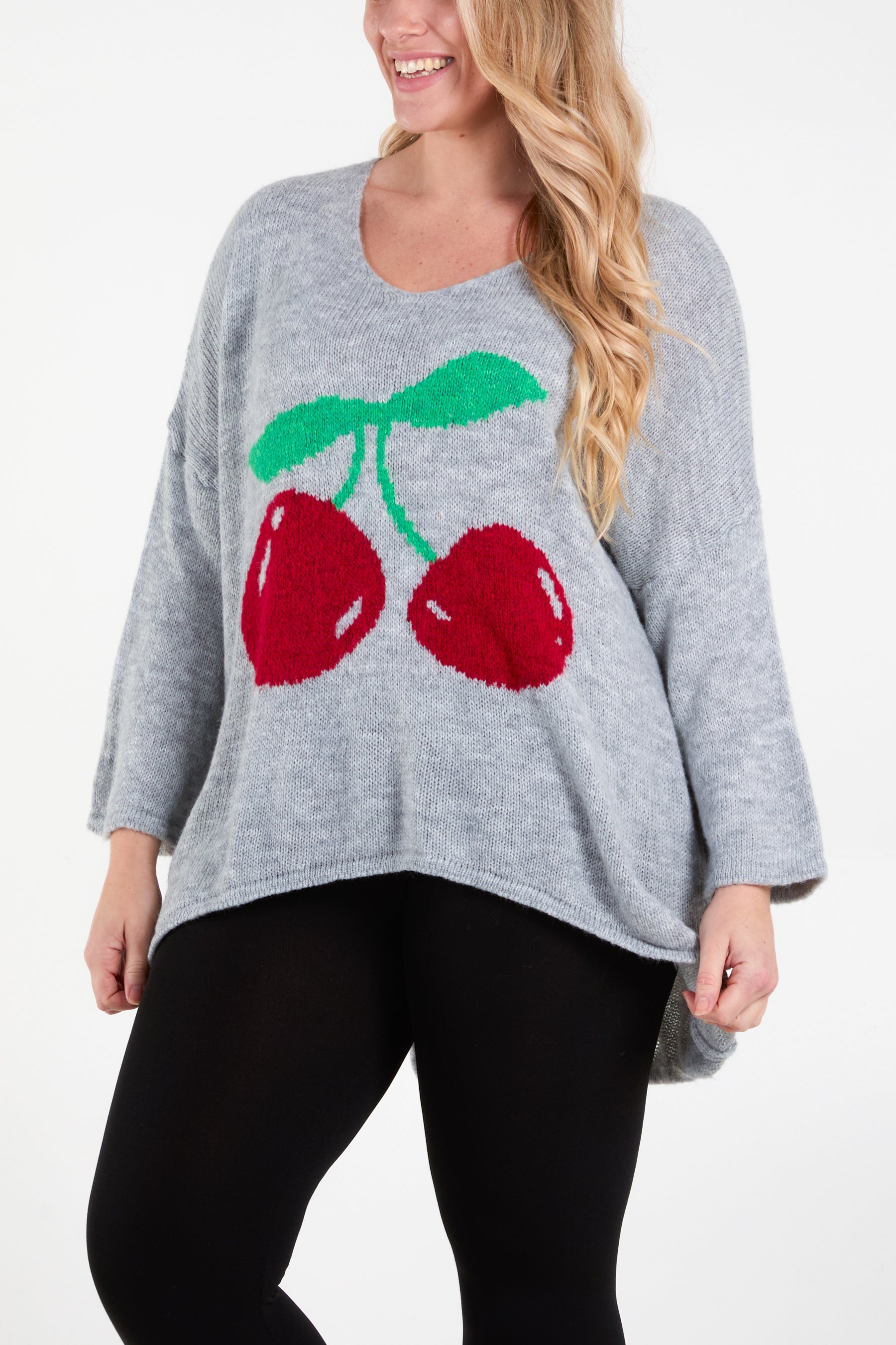 Cherry V-Neck Soft Touch Jumper