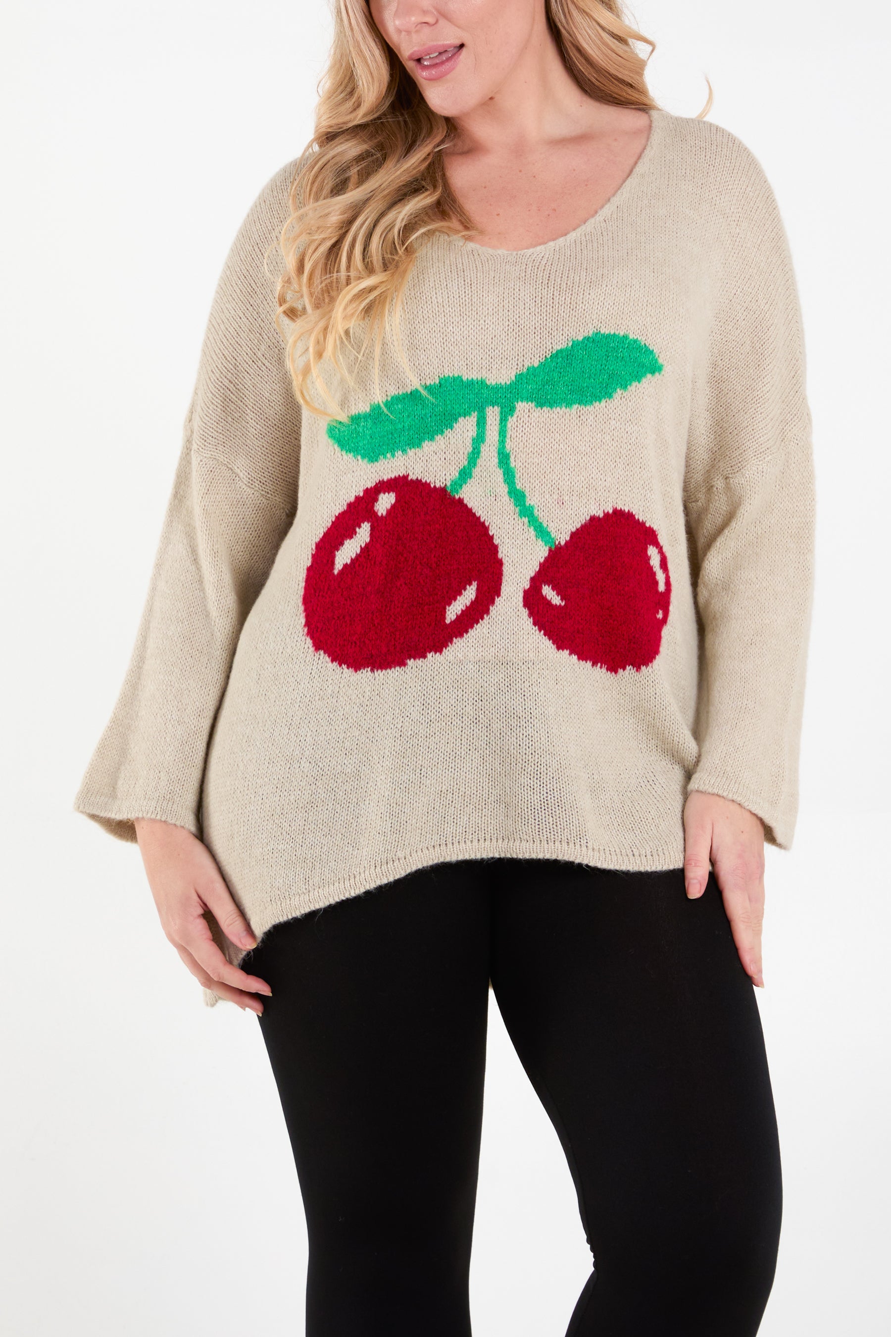 Cherry V-Neck Soft Touch Jumper