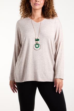 Necklace Fine Knit V-Neck Jumper