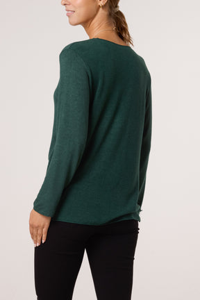 Necklace Fine Knit V-Neck Jumper