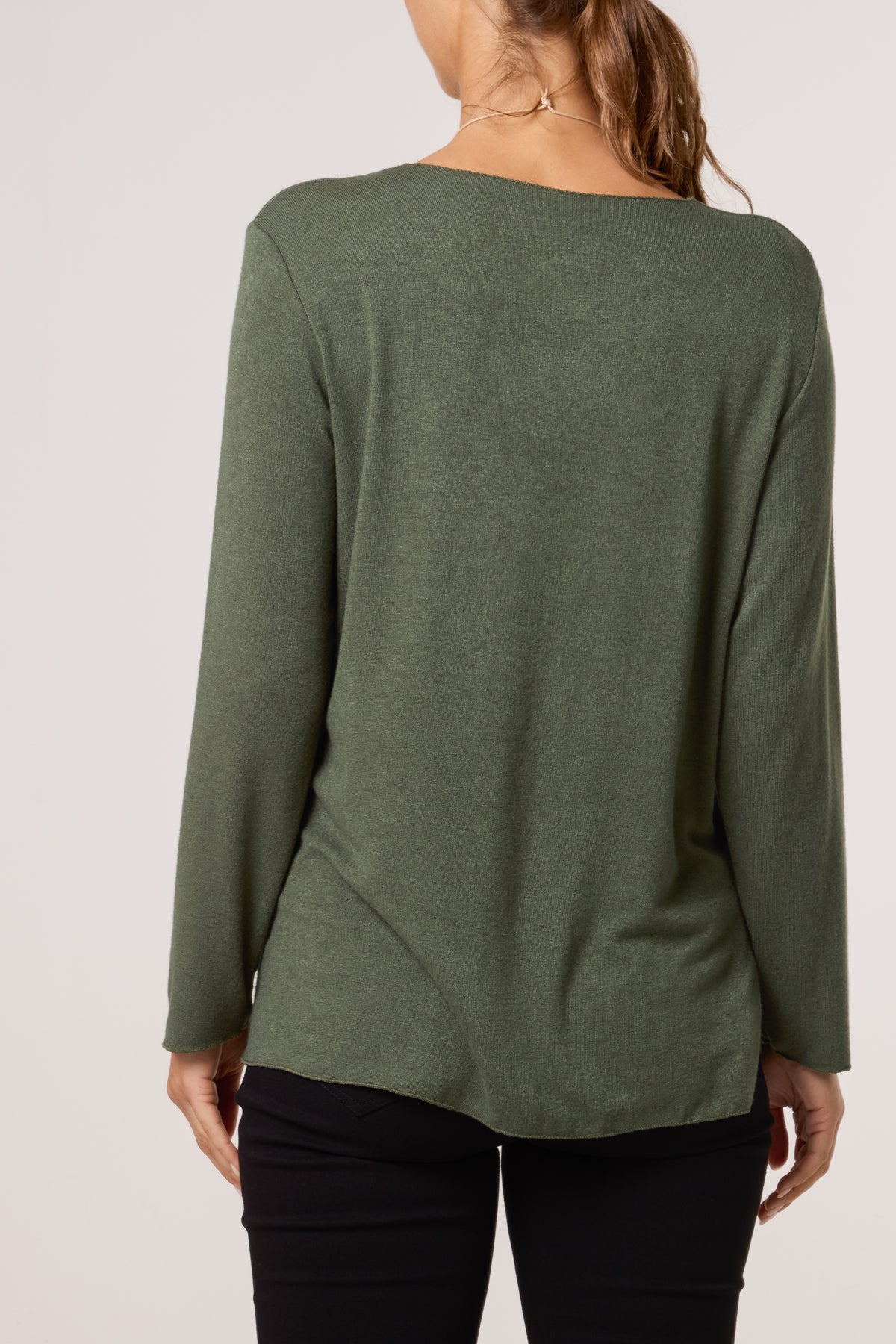 Necklace Fine Knit V-Neck Jumper