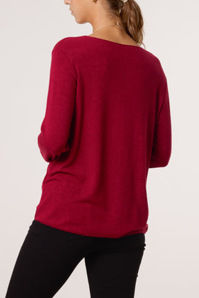 Necklace Fine Knit V-Neck Jumper