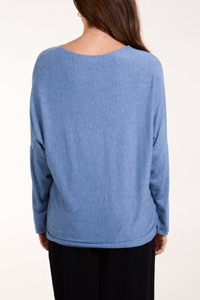 Sequin Daisy Fine Knit Jumper