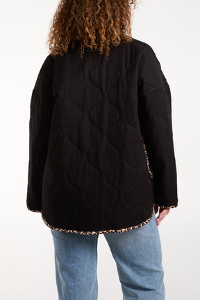 Leopard Binding Quilted Jacket