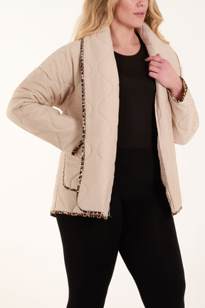 Leopard Binding Quilted Jacket