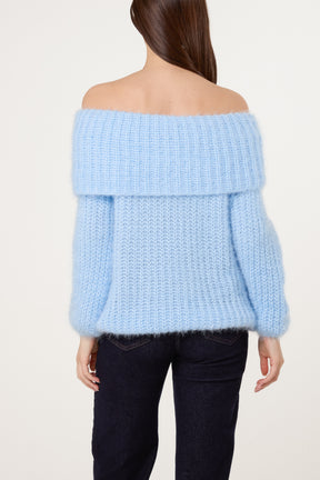 Fluffy Knit Off Shoulders Jumper