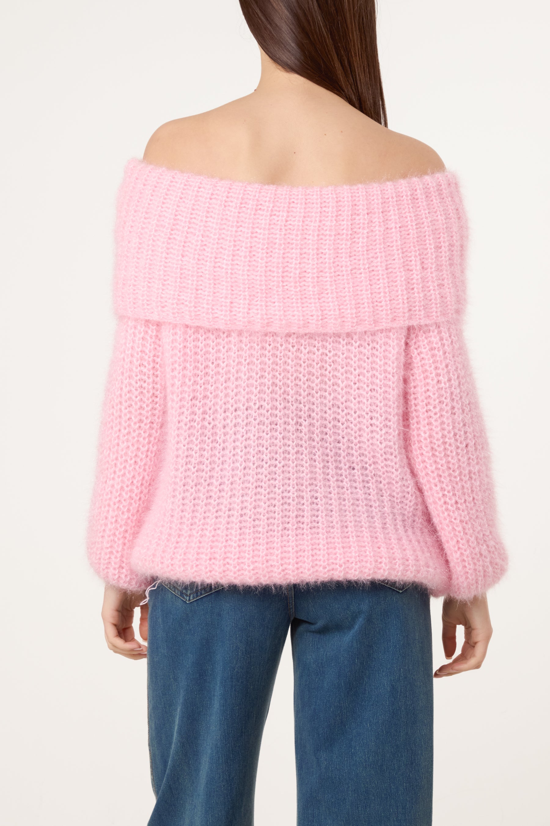 Fluffy Knit Off Shoulders Jumper