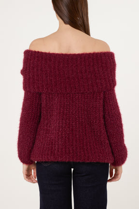 Fluffy Knit Off Shoulders Jumper