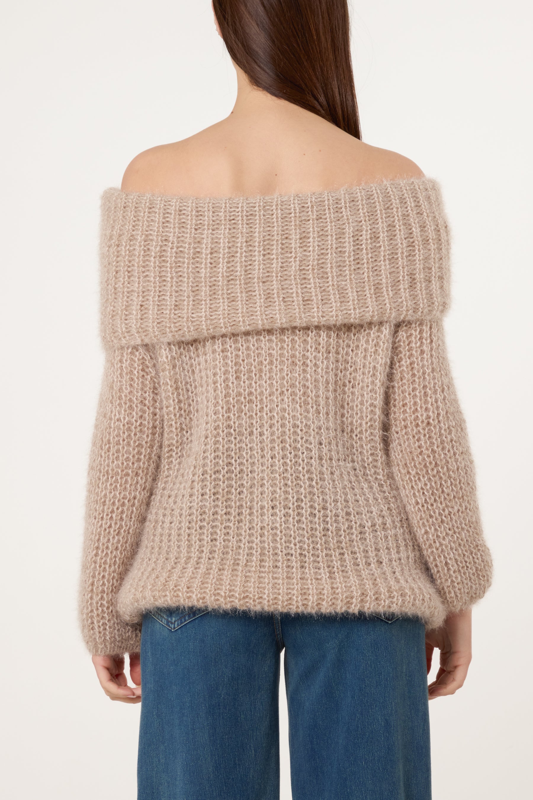 Fluffy Knit Off Shoulders Jumper