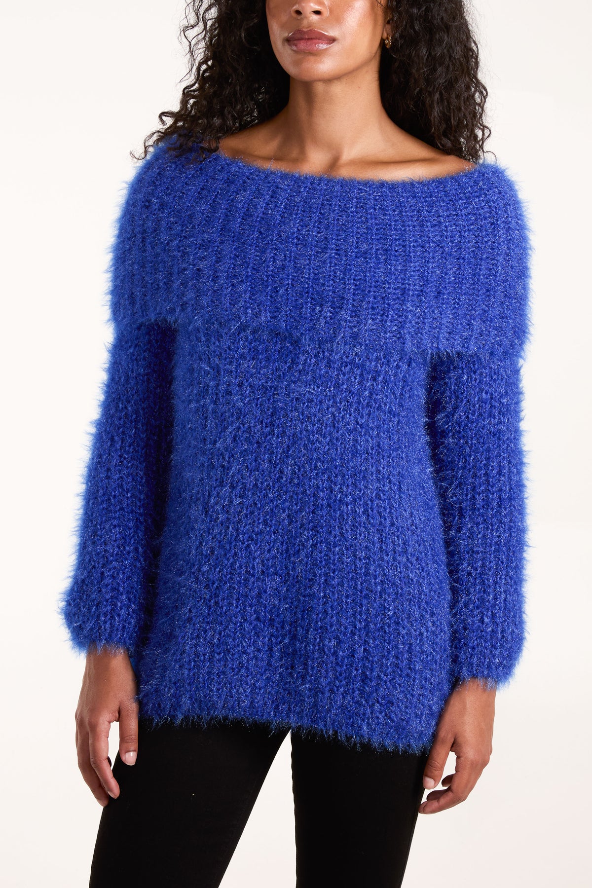 Fluffy Knit Off Shoulders Jumper