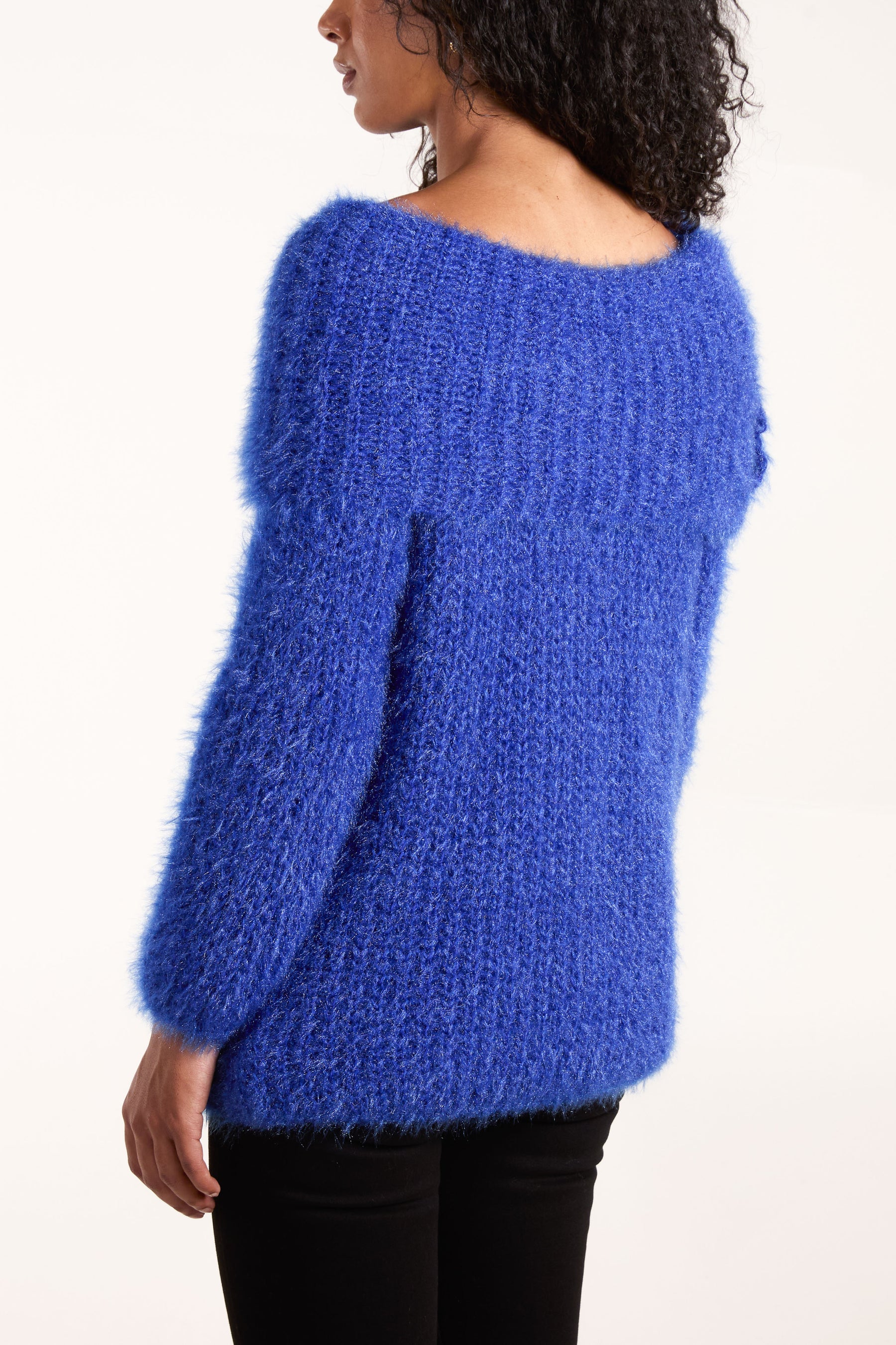 Fluffy Knit Off Shoulders Jumper