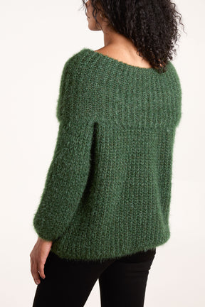 Fluffy Knit Off Shoulders Jumper