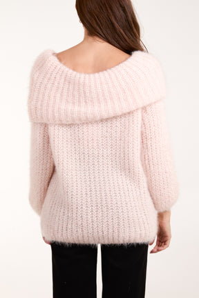 Fluffy Knit Off Shoulders Jumper