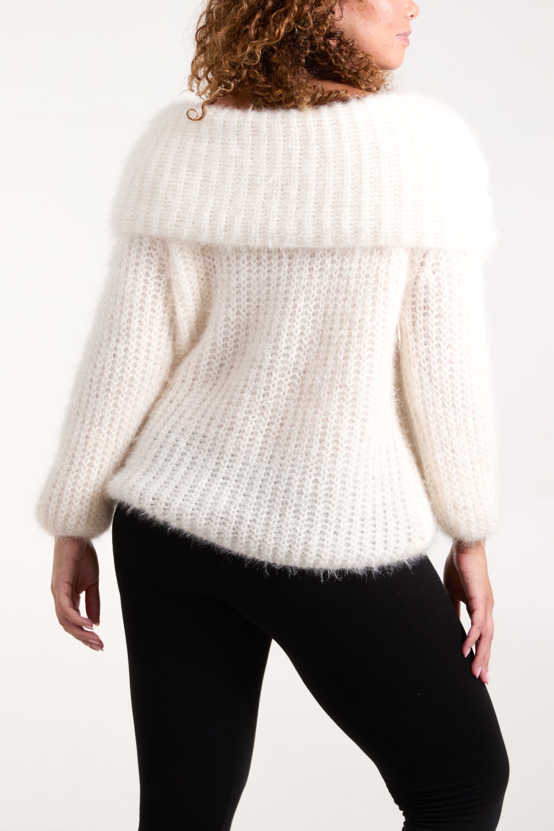 Fluffy Knit Off Shoulders Jumper