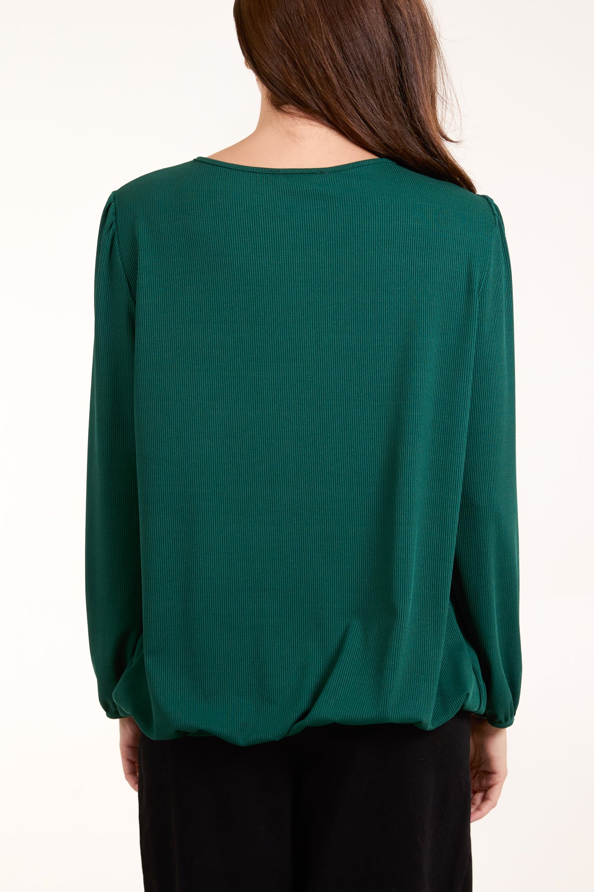 Ribbed 3/4 Sleeve Bubble Hem Top