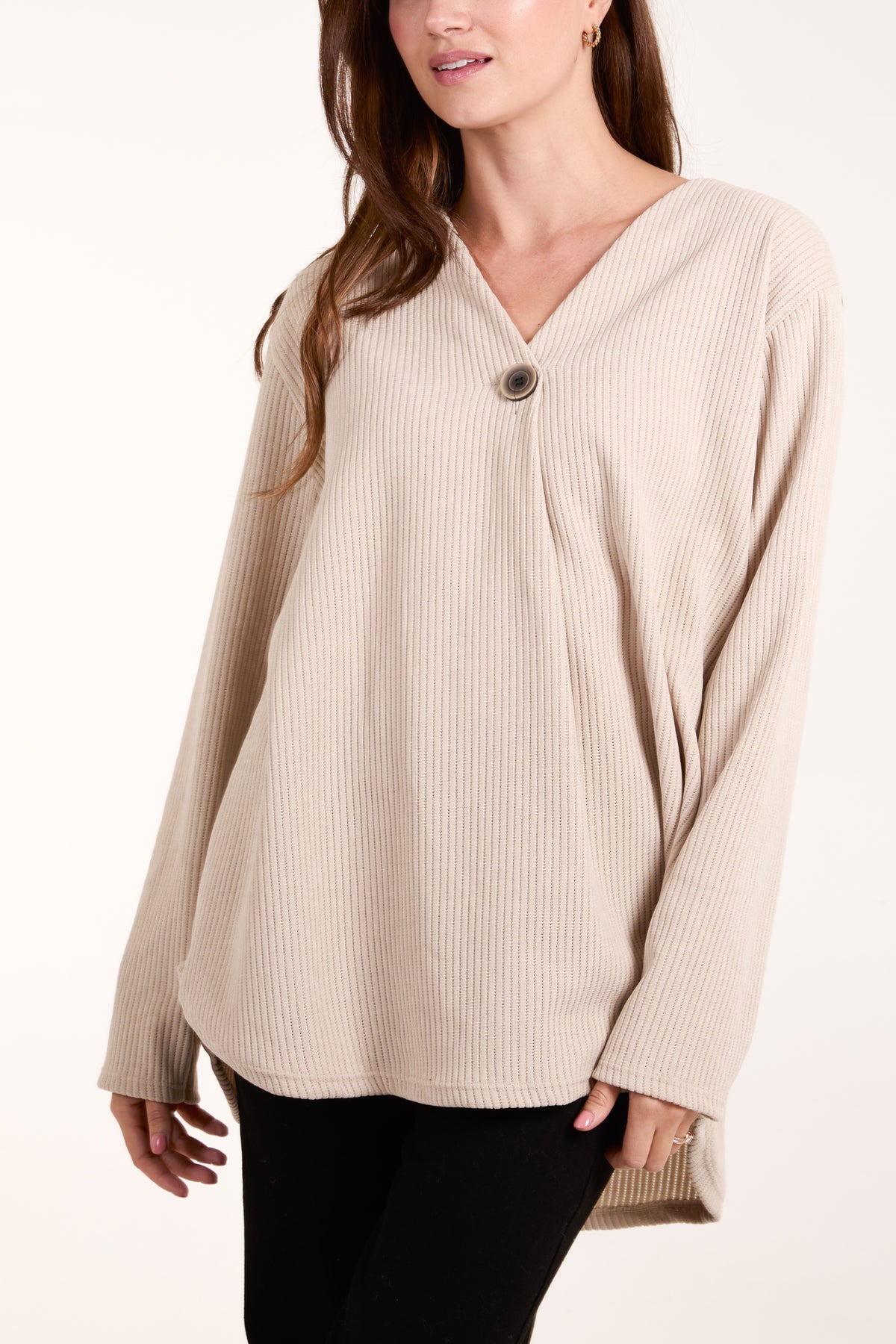 One Button Corduroy Rib Top